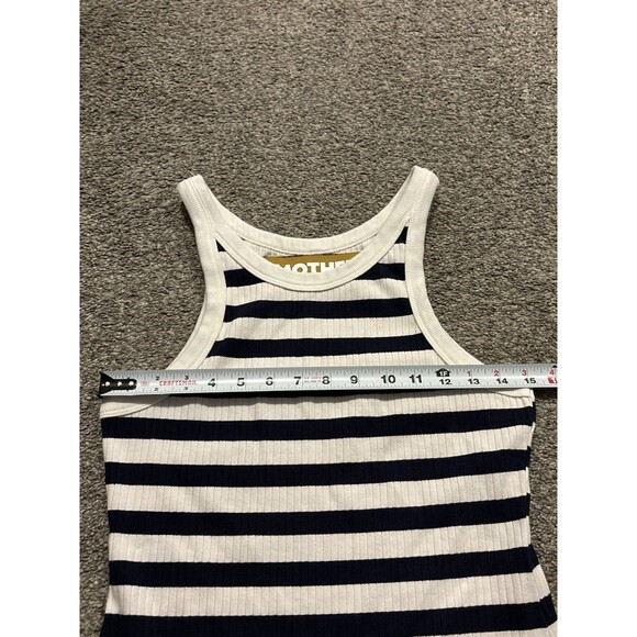 MOTHER The Chin Ups Midi Dress Size M Navy Blue White Stripe Ribbed Tank - Picture 3 of 7